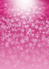 光と雪の結晶があるピンク色の背景イラスト