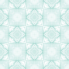 Seamless texture. Checkered pattern. Chess order. White and pale green.