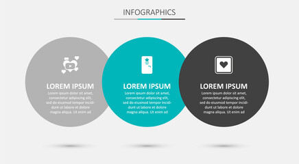Fototapeta premium Set Backstage, Romantic movie and Like heart. Business infographic template. Vector