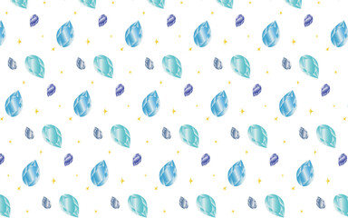 ブルーサファイアとアクアマリンの宝石カット豪華キラキラパターン背景