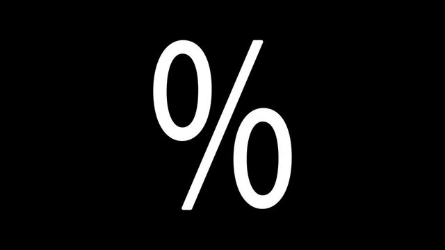 Percent symbol self drawing animation. Luma matte, mask % sign. Blue color	