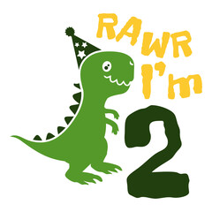 I am 2 Dinosaur, two year rawr birthday boy