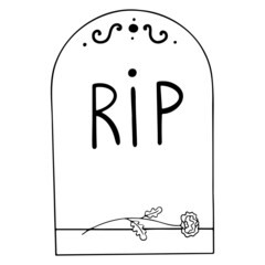 tombstone, doodle icon for halloween
