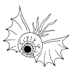 scary doodle eye with wings illustratiana halloween