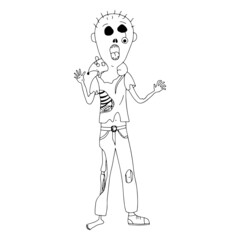 Funny cartoon zombie doodle illustration