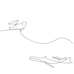 Antarctica animals line drawing vector illustration