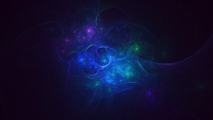 3D rendering abstract multicolor fractal light background