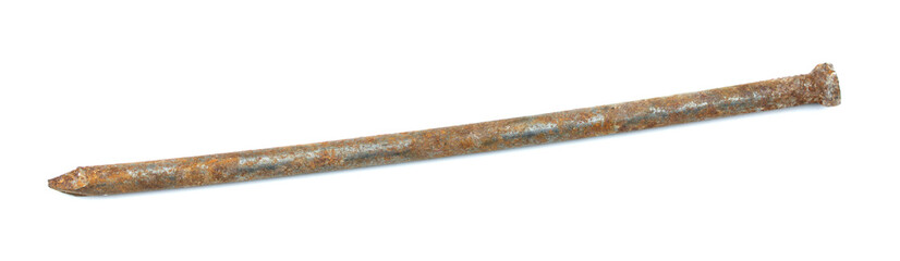 A rusty nail isolated on a white background