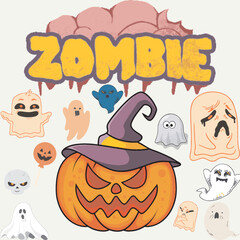 Halloween pumpkin and ghost.