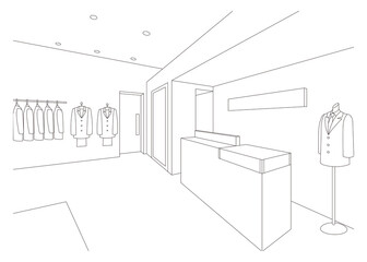 ブティックの線画ベクターイラスト