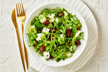 broad bean, feta cheese, rocket and cucumber salad