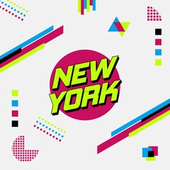Modern Poster of New York City, America with abstract element on light grey background