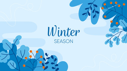 Flat design winter banner template. Editable banner for social media post, website and internet ads