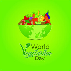 World Vegetarian Day. vegetable and light green background 