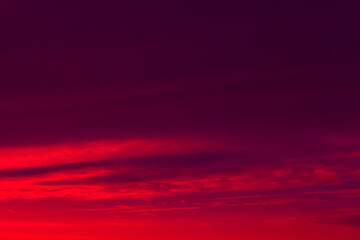 Dark red sky in evening light