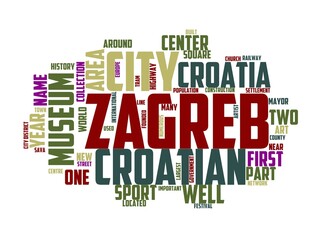 zagreb wordcloud concept, wordart, town,city,croatia,architecture