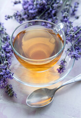 Cup of lavender tea