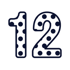 Polka dot number 12, number with polka dots, cute birthday party sign