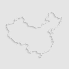 Vector outline map China with creative shadow