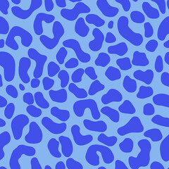 Blue leopard print, seamless pattern, eps 8