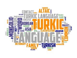 Obraz premium turkic wordcloud concept, wordart, background,symbol,illustration,turkic
