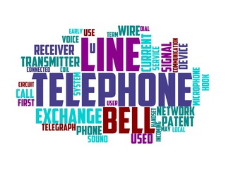 telephone-engineer wordcloud concept, wordart, telephone,technology,engineer,equipment