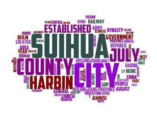 Fototapeta premium suihua wordcloud concept, wordart, template,travel,cartography,technology
