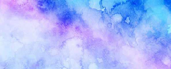 Ink Stain Blue Purple azure turquoise abstract watercolor dried paint and stains background for textures backgrounds and web banners design