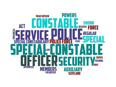 special-constable wordcloud concept, wordart, police,constable,policeman,illustration