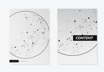 Brochure cover with connection creative digital effect. Vector cover design for annual report and magazine and flyer in A4 with circle connected dots and lines