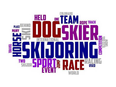 skijoring wordcloud concept, wordart,