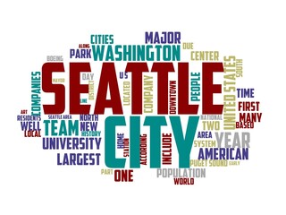 Fototapeta premium seattle wordcloud concept, wordart,