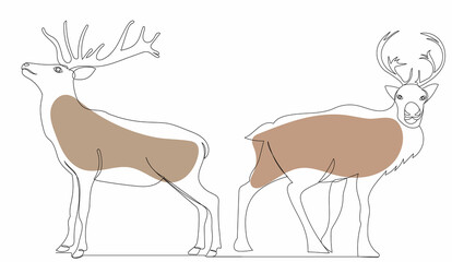 line drawing brown deer, sketch