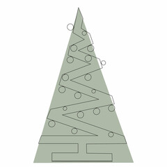 christmas tree sketch, outline, vector