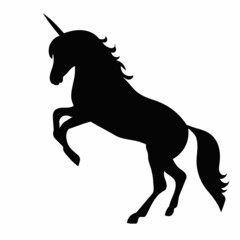 black silhouette of a unicorn, vector