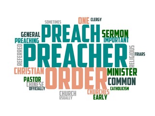 preacher wordcloud concept, wordart,