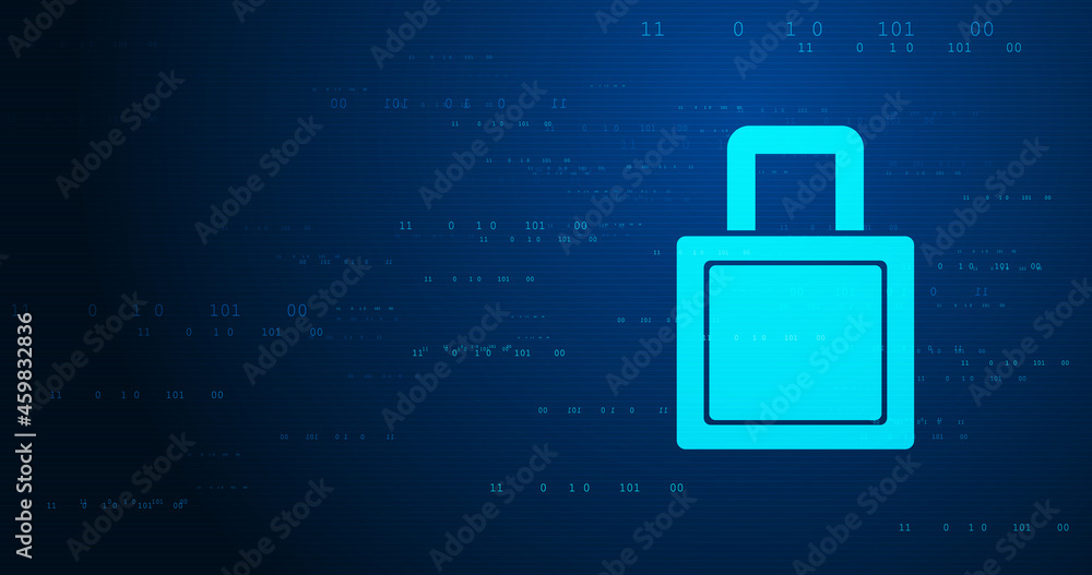 Poster padlock with keyhole icon in personal data security illustrates cyber data or information privacy id