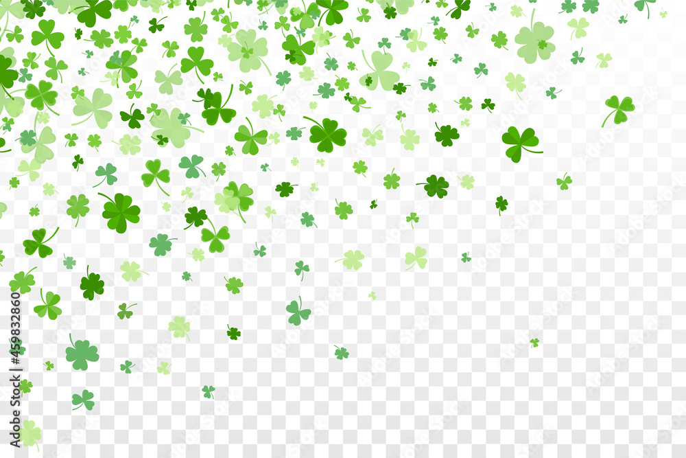 Poster shamrock or green clover leaves pattern background flat design vector illustration isolated on trans