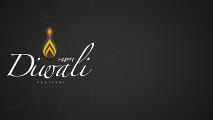 Happy Diwali festival holiday design   of lights on black background with copy space for text , Diwali festival celebration in India , Vector Modern design, illustration Vector EPS 10 