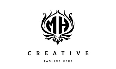 MH circle luxury latter logo vector