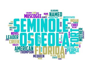 Fototapeta premium osceola wordcloud concept, wordart, nature,florida,wild,wildlife