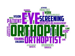 orthoptist wordcloud concept, wordart, orthoptist,ophthalmologist,medical,optometrist