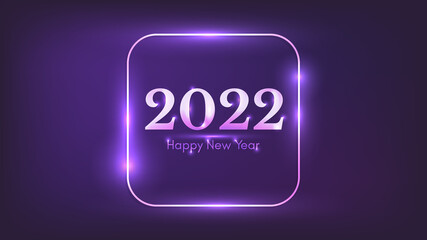 2022 Happy New Year neon background