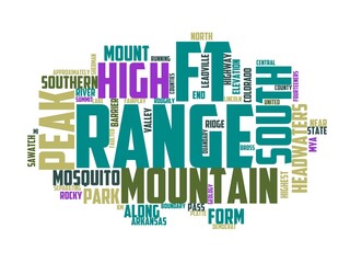 mosquito peak wordcloud concept, wordart, peak,travel,nature,landscape