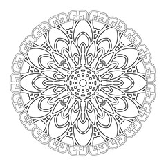 Black and white mandala with floral pattern. Coloring page.
