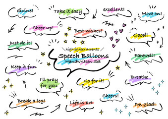 手書き 手描き 蛍光ペンの吹き出しセット