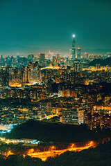 city skyline at night with Taipei 101