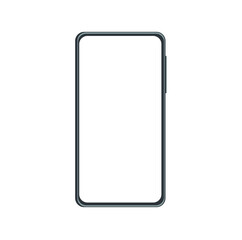 Smartphone mock up with blank screen. Black vector frameless smartphone, mobile phone isolated on light background