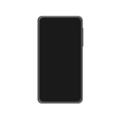 Smartphone mock up with blank screen. Black vector frameless smartphone, mobile phone isolated on light background