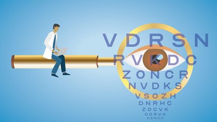 Optician or doctor examine eye health and sight. Dimension 16:9. EPS10.
